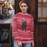 Austria Christmas Ugly Christmas Sweater with German Text Red Pattern and Festive Lights - Wonder Print Shop