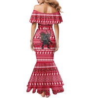 Austria Christmas Mermaid Dress with German Text Red Pattern and Festive Lights - Wonder Print Shop