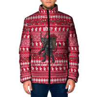 Austria Christmas Padded Jacket with German Text Red Pattern and Festive Lights - Wonder Print Shop