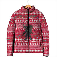 Austria Christmas Padded Jacket with German Text Red Pattern and Festive Lights - Wonder Print Shop