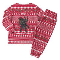 Austria Christmas Pajama Set with German Text Red Pattern and Festive Lights - Wonder Print Shop
