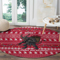 Austria Christmas Round Carpet with German Text Red Pattern and Festive Lights - Wonder Print Shop