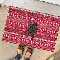 Austria Christmas Rubber Doormat with German Text Red Pattern and Festive Lights - Wonder Print Shop
