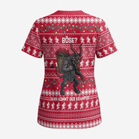 Austria Christmas Scrub Top with German Text Red Pattern and Festive Lights - Wonder Print Shop