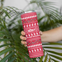 Austria Christmas Skinny Tumbler with German Text Red Pattern and Festive Lights - Wonder Print Shop