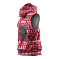 Austria Christmas Sleeveless Hoodie with German Text Red Pattern and Festive Lights - Wonder Print Shop