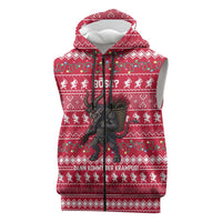 Austria Christmas Sleeveless Zip Hoodie with German Text Red Pattern and Festive Lights - Wonder Print Shop