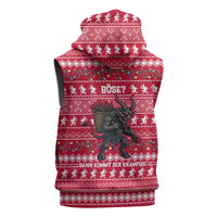 Austria Christmas Sleeveless Zip Hoodie with German Text Red Pattern and Festive Lights - Wonder Print Shop