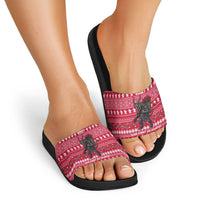 Austria Christmas Slide Sandals with German Text Red Pattern and Festive Lights - Wonder Print Shop