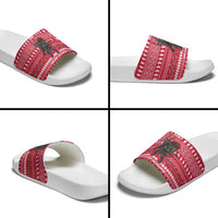 Austria Christmas Slide Sandals with German Text Red Pattern and Festive Lights - Wonder Print Shop