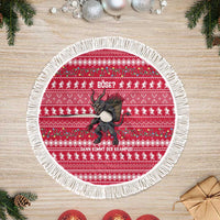 Austria Christmas Tree Skirt with German Text Red Pattern and Festive Lights - Wonder Print Shop