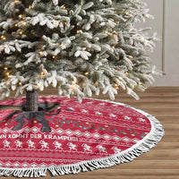 Austria Christmas Tree Skirt with German Text Red Pattern and Festive Lights - Wonder Print Shop