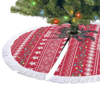 Austria Christmas Tree Skirt with German Text Red Pattern and Festive Lights - Wonder Print Shop