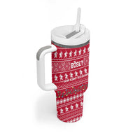 Austria Christmas Tumbler With Handle with German Text Red Pattern and Festive Lights - Wonder Print Shop