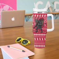 Austria Christmas Tumbler With Handle with German Text Red Pattern and Festive Lights - Wonder Print Shop