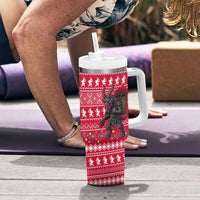 Austria Christmas Tumbler With Handle with German Text Red Pattern and Festive Lights - Wonder Print Shop