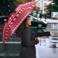 Austria Christmas Umbrella with German Text Red Pattern and Festive Lights - Wonder Print Shop