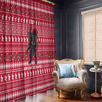 Austria Christmas Window Curtain with German Text Red Pattern and Festive Lights - Wonder Print Shop
