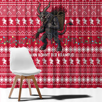 Austria Christmas Window Curtain with German Text Red Pattern and Festive Lights - Wonder Print Shop