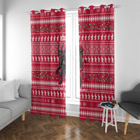 Austria Christmas Window Curtain with German Text Red Pattern and Festive Lights - Wonder Print Shop