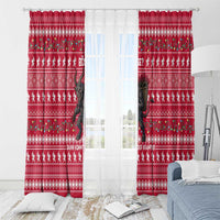 Austria Christmas Window Curtain with German Text Red Pattern and Festive Lights - Wonder Print Shop