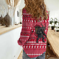 Austria Christmas Women Casual Shirt with German Text Red Pattern and Festive Lights - Wonder Print Shop