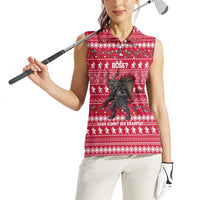 Austria Christmas Women Sleeveless Polo Shirt with German Text Red Pattern and Festive Lights - Wonder Print Shop
