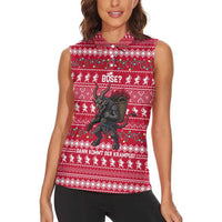 Austria Christmas Women Sleeveless Polo Shirt with German Text Red Pattern and Festive Lights - Wonder Print Shop