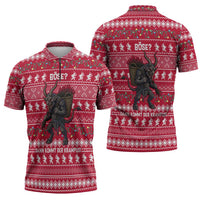 Austria Christmas Zipper Polo Shirt with German Text Red Pattern and Festive Lights - Wonder Print Shop