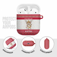 Austria Christmas AirPods Case with Frohe Weihnachten Angel Design and Red White Holiday - Wonder Print Shop
