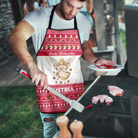 Austria Christmas Apron with Frohe Weihnachten Angel Design and Red White Holiday - Wonder Print Shop