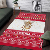 Austria Christmas Area Rug with Frohe Weihnachten Angel Design and Red White Holiday - Wonder Print Shop