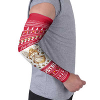 Austria Christmas Arm Sleeves with Frohe Weihnachten Angel Design and Red White Holiday - Wonder Print Shop