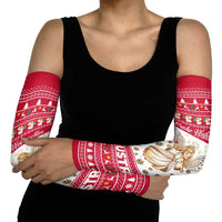 Austria Christmas Arm Sleeves with Frohe Weihnachten Angel Design and Red White Holiday - Wonder Print Shop