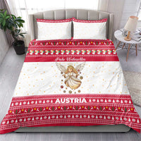 Austria Christmas Bedding Set with Frohe Weihnachten Angel Design and Red White Holiday - Wonder Print Shop