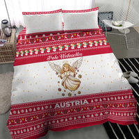Austria Christmas Bedding Set with Frohe Weihnachten Angel Design and Red White Holiday - Wonder Print Shop