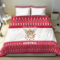 Austria Christmas Bedding Set with Frohe Weihnachten Angel Design and Red White Holiday - Wonder Print Shop