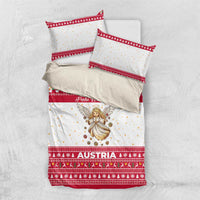 Austria Christmas Bedding Set with Frohe Weihnachten Angel Design and Red White Holiday - Wonder Print Shop