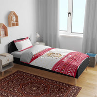 Austria Christmas Bedding Set with Frohe Weihnachten Angel Design and Red White Holiday - Wonder Print Shop