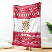 Austria Christmas Blanket with Frohe Weihnachten Angel Design and Red White Holiday - Wonder Print Shop