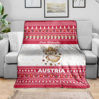 Austria Christmas Blanket with Frohe Weihnachten Angel Design and Red White Holiday - Wonder Print Shop