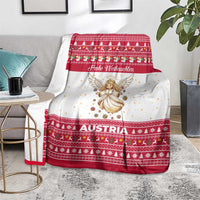Austria Christmas Blanket with Frohe Weihnachten Angel Design and Red White Holiday - Wonder Print Shop