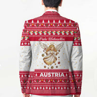 Austria Christmas Blazer with Frohe Weihnachten Angel Design and Red White Holiday - Wonder Print Shop