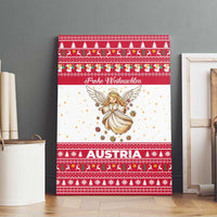 Austria Christmas Canvas Wall Art with Frohe Weihnachten Angel Design and Red White Holiday - Wonder Print Shop