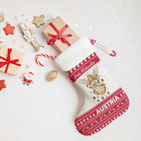 Austria Christmas Stocking with Frohe Weihnachten Angel Design and Red White Holiday - Wonder Print Shop