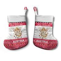 Austria Christmas Stocking with Frohe Weihnachten Angel Design and Red White Holiday - Wonder Print Shop