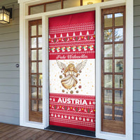 Austria Christmas Door Cover with Frohe Weihnachten Angel Design and Red White Holiday - Wonder Print Shop