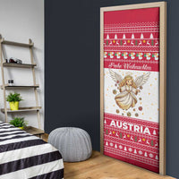 Austria Christmas Door Cover with Frohe Weihnachten Angel Design and Red White Holiday - Wonder Print Shop