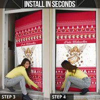 Austria Christmas Door Cover with Frohe Weihnachten Angel Design and Red White Holiday - Wonder Print Shop