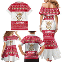 Austria Christmas Family Matching Mermaid Dress and Hawaiian Shirt with Frohe Weihnachten Angel Design and Red White Holiday - Wonder Print Shop